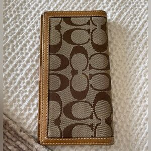 coach checkbook holder - tan
